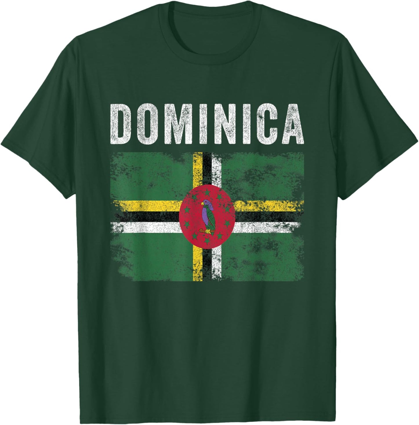 Dominica Flag Distressed - Men Women Kids - Dominican Flag T-Shirt - T-Shirt | Forest