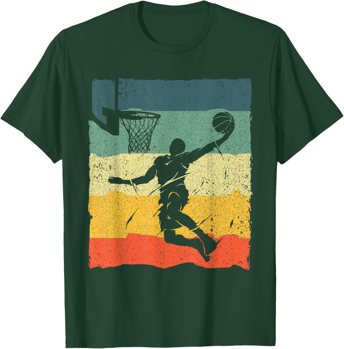 Cool Basketball Art Women Vintage Basketball Player Small T-Shirt - T-Shirt | Forest