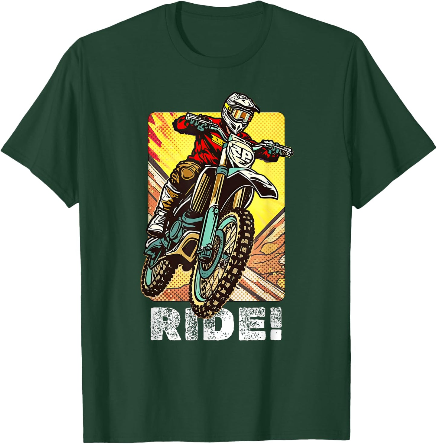 Motocross Dirt Bike Rider Vintage Dirt Bike T-Shirt - T-Shirt | Forest