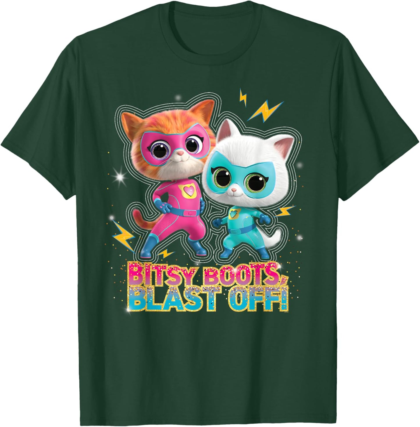 Disney Junior SuperKitties Ginny and Bitsy Boots Blast Off! Small T-Shirt - T-Shirt | Forest