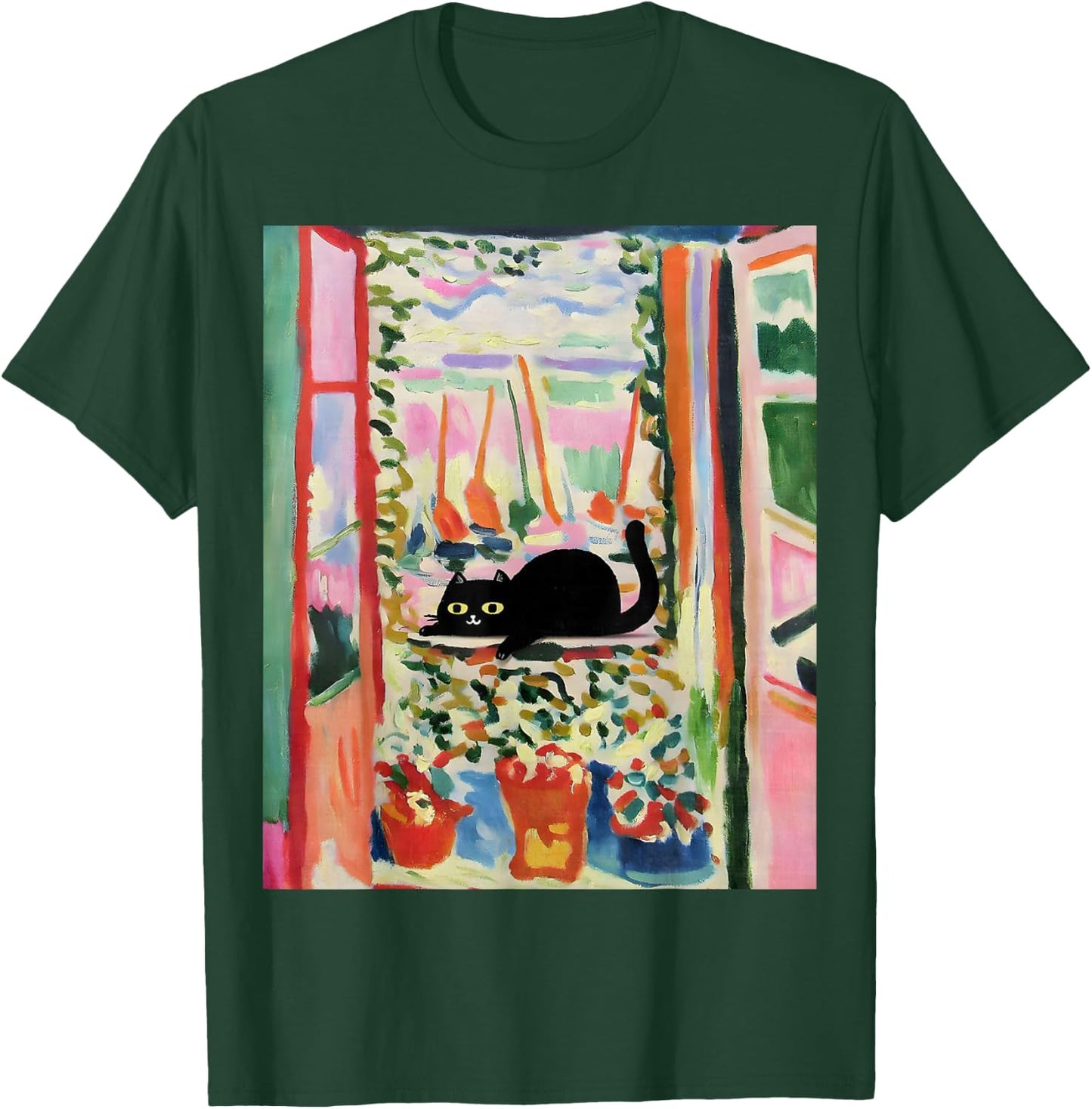 Matisse Open Window Cat Black cat T-Shirt - T-Shirt | Forest