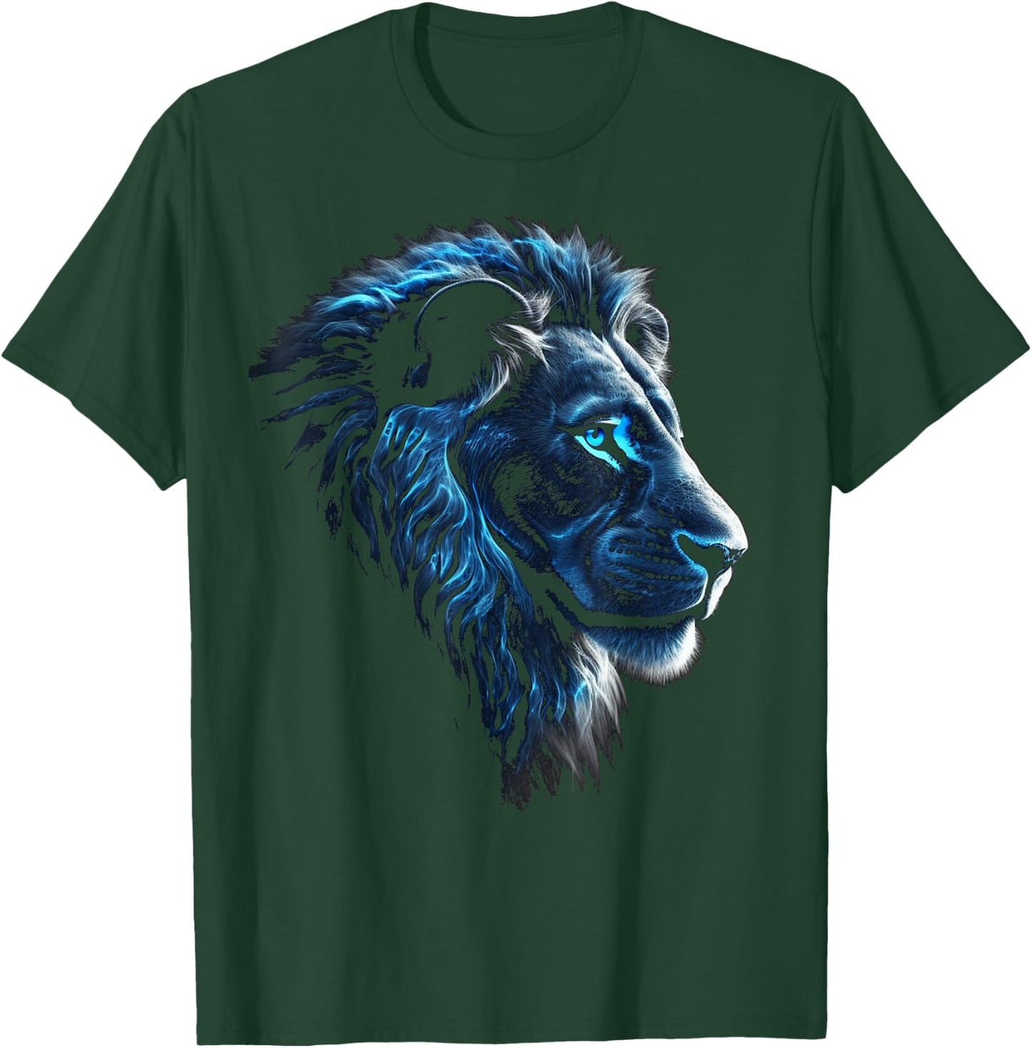 Lion Artwork, Blue Eyes, Animal Motif, Art Lion T-Shirt - T-Shirt | Forest