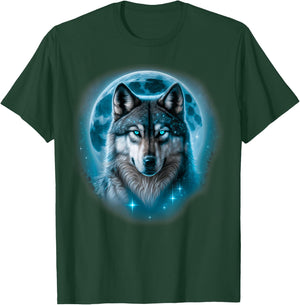 Wolf Moonlight Forest Sky Full Of Stars Wolf Lovers T-Shirt - T-Shirt | Forest