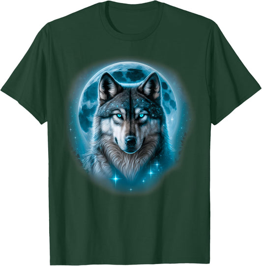 Wolf Moonlight Forest Sky Full Of Stars Wolf Lovers T-Shirt - T-Shirt | Forest