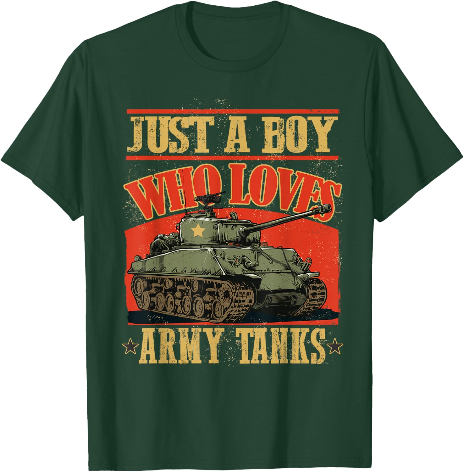 Just a Boy Who Loves Army Tanks a World War 2 Sherman Tank T-Shirt - T-Shirt | Forest
