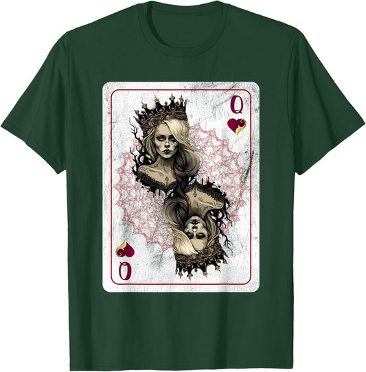 Creepy Poker Hearts Queen Card Game Creepy Gothic Fan T-Shirt - T-Shirt | Forest
