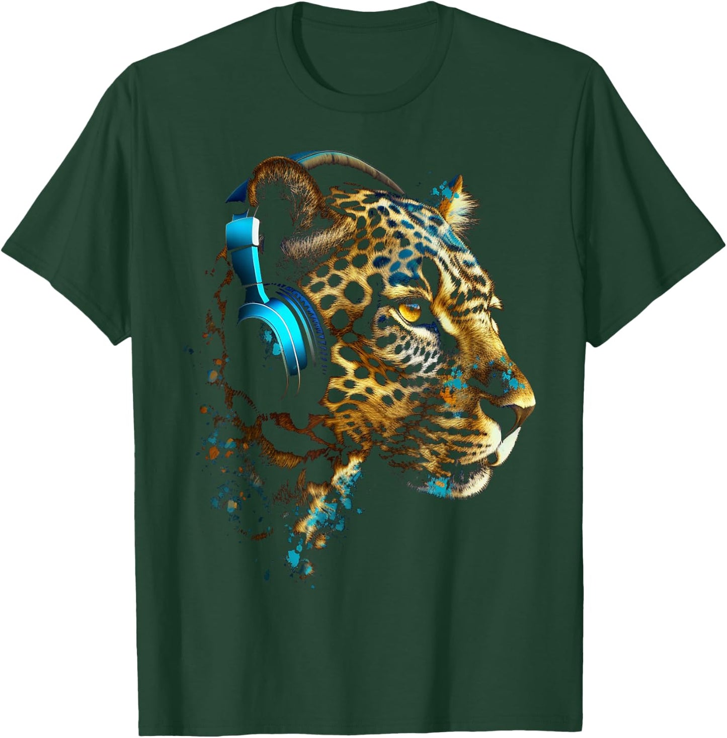 Leopard Music - Animal Lovers Art Headphones Animal Leopard T-Shirt - T-Shirt | Forest