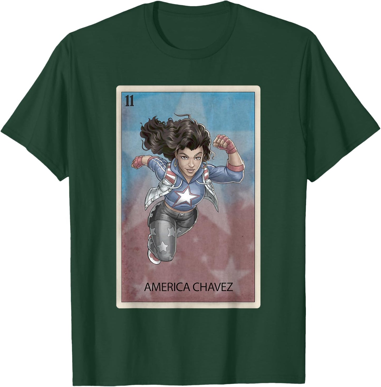 Marvel Comics Retro Classic America Chavez Playing Card T-Shirt - T-Shirt | Forest