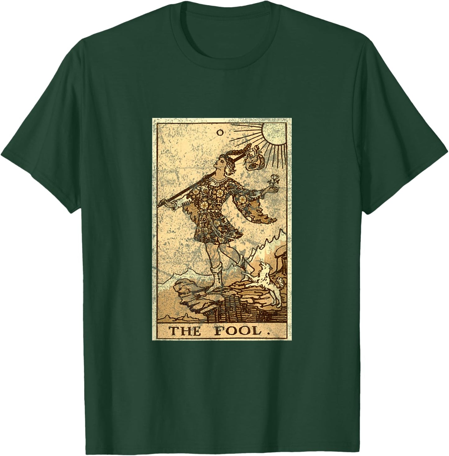 The Cartomancy And Divination Co. Fool Tarot Card Cartomancy Divination - Black, -Adults, Small, Short Sleeve, Classic Fit, Halloween Tarot T-Shirt - T-Shirt | Forest