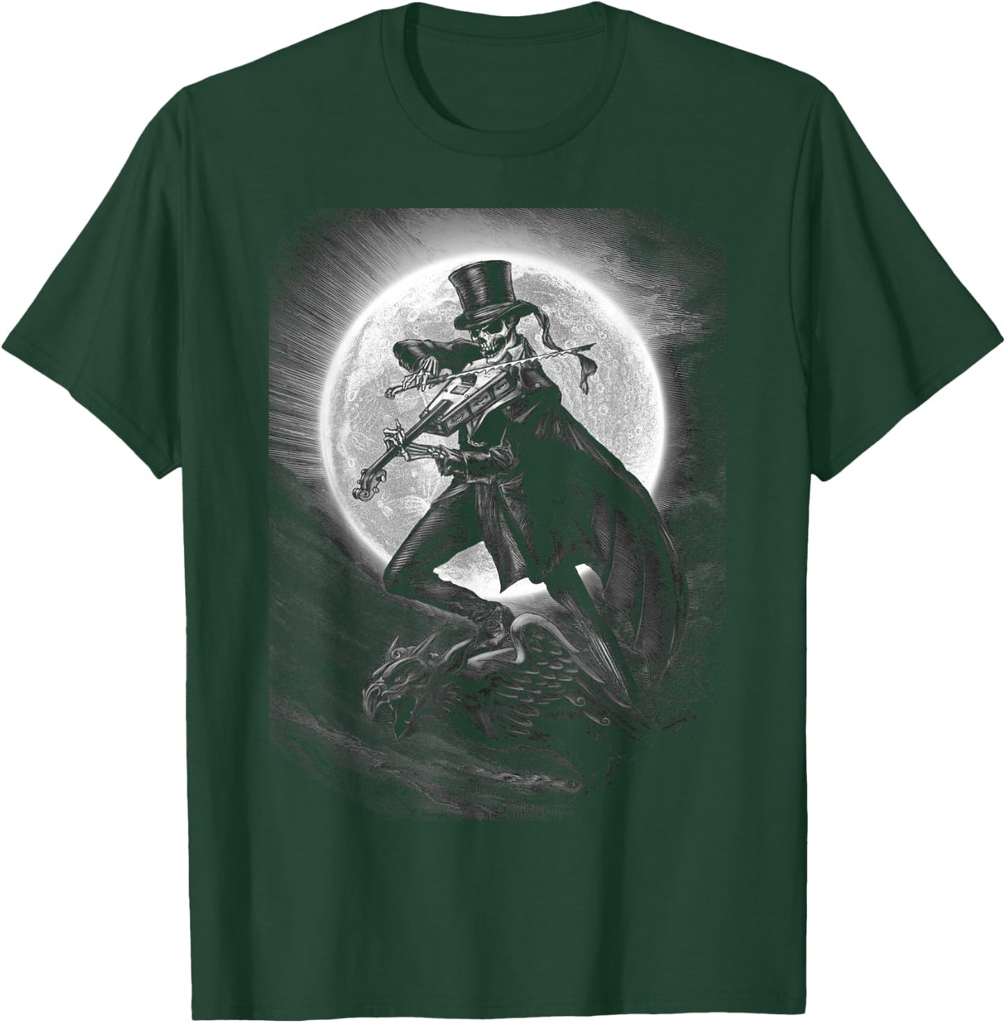 Halloween Skeleton Playing Violin - Rock And Roll Band T-Shirt - T-Shirt | Forest