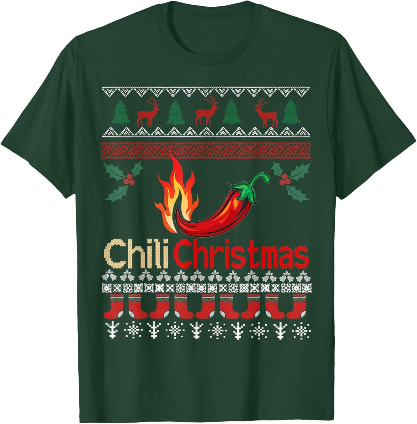 Chili Ugly Christmas Costume, Ugly Christmas Sweater T-Shirt - T-Shirt | Forest