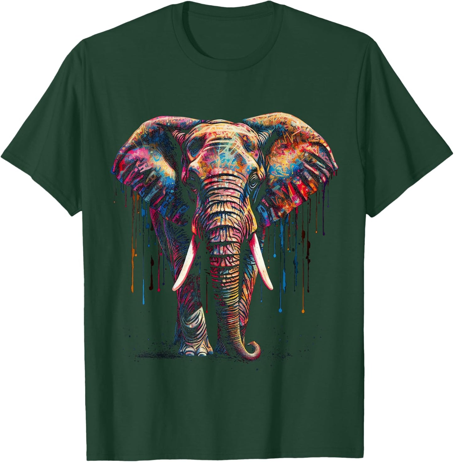 Elephant Art - Animal Colourful Zoo Elephant T-Shirt - T-Shirt | Forest