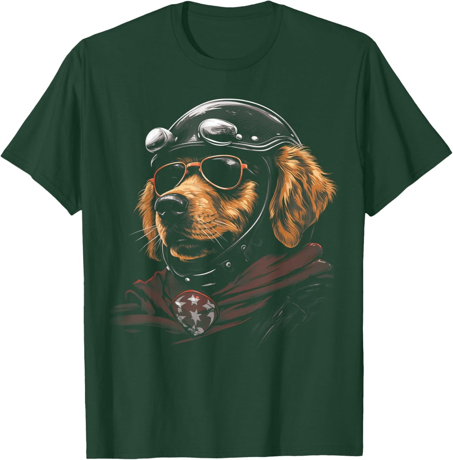 Cool Motorcycle Dad Biker Dog Golden Retriever Dad Rider T-Shirt - T-Shirt | Forest