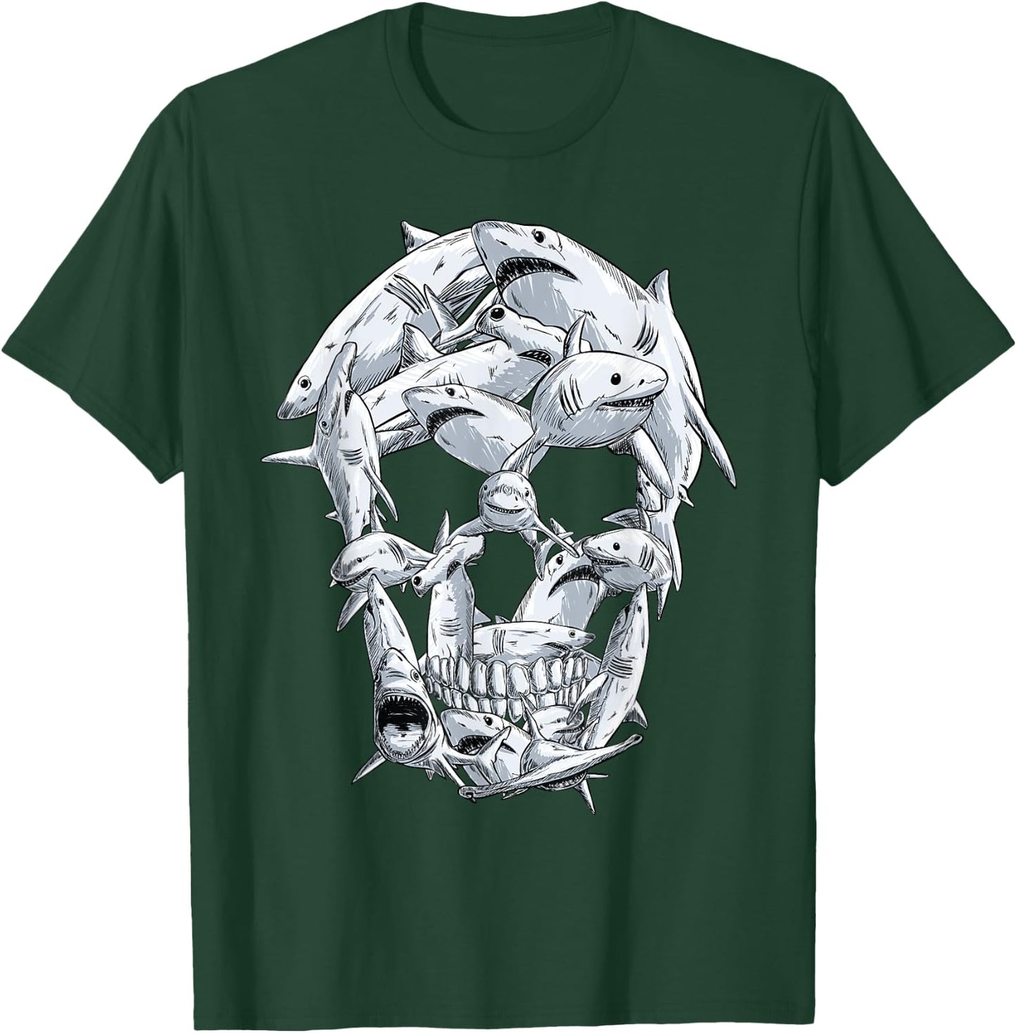 Sharks skull women kids boys girls shark Halloween T-Shirt - T-Shirt | Forest