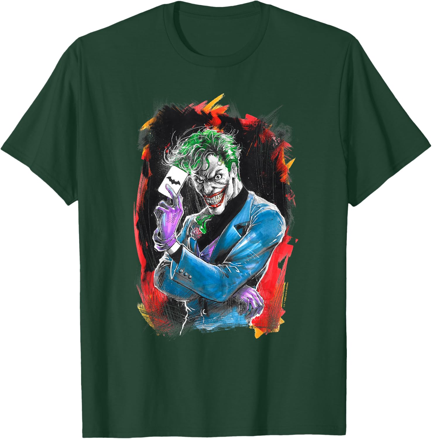 WB100 DC Comics Joker Prince Of Crime Flaming Card T-Shirt - T-Shirt | Forest