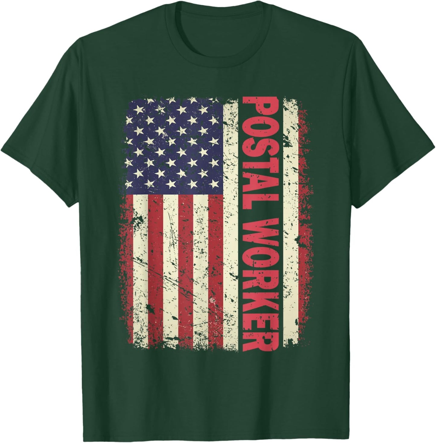 Patriotic Postal Worker Vintage USA American Flag US Postal T-Shirt - T-Shirt | Forest