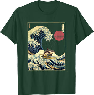 Orca Killer Whale Japanese Kanagawa Wave Funny Surf Animal T-Shirt - T-Shirt | Forest