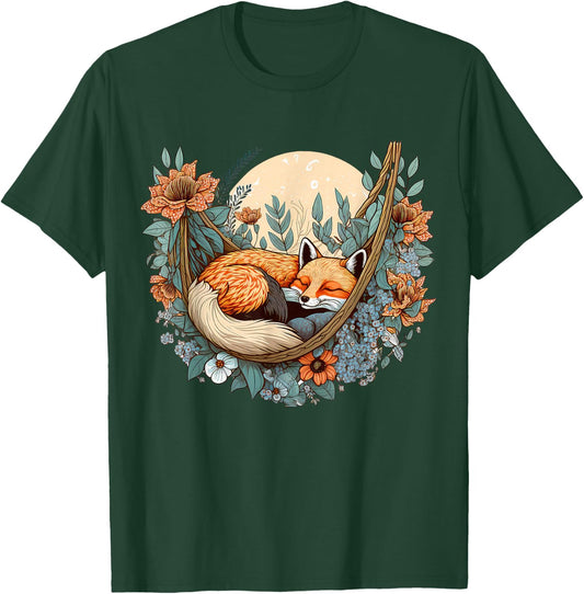 Cute Cottagecore Floral Fox Aesthetic Girls Women Graphic T-Shirt - T-Shirt | Forest