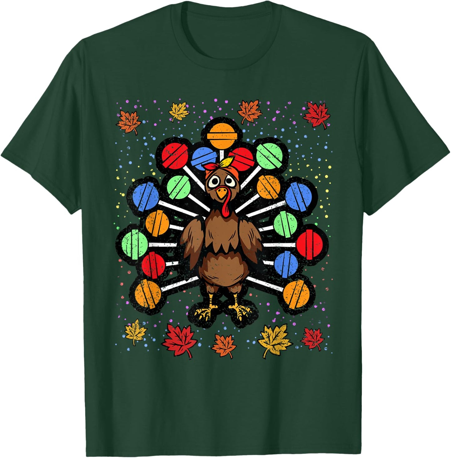 Turkey Lollipop Thanksgiving Day Funny Candy Boys Girls Kids T-Shirt - T-Shirt | Forest