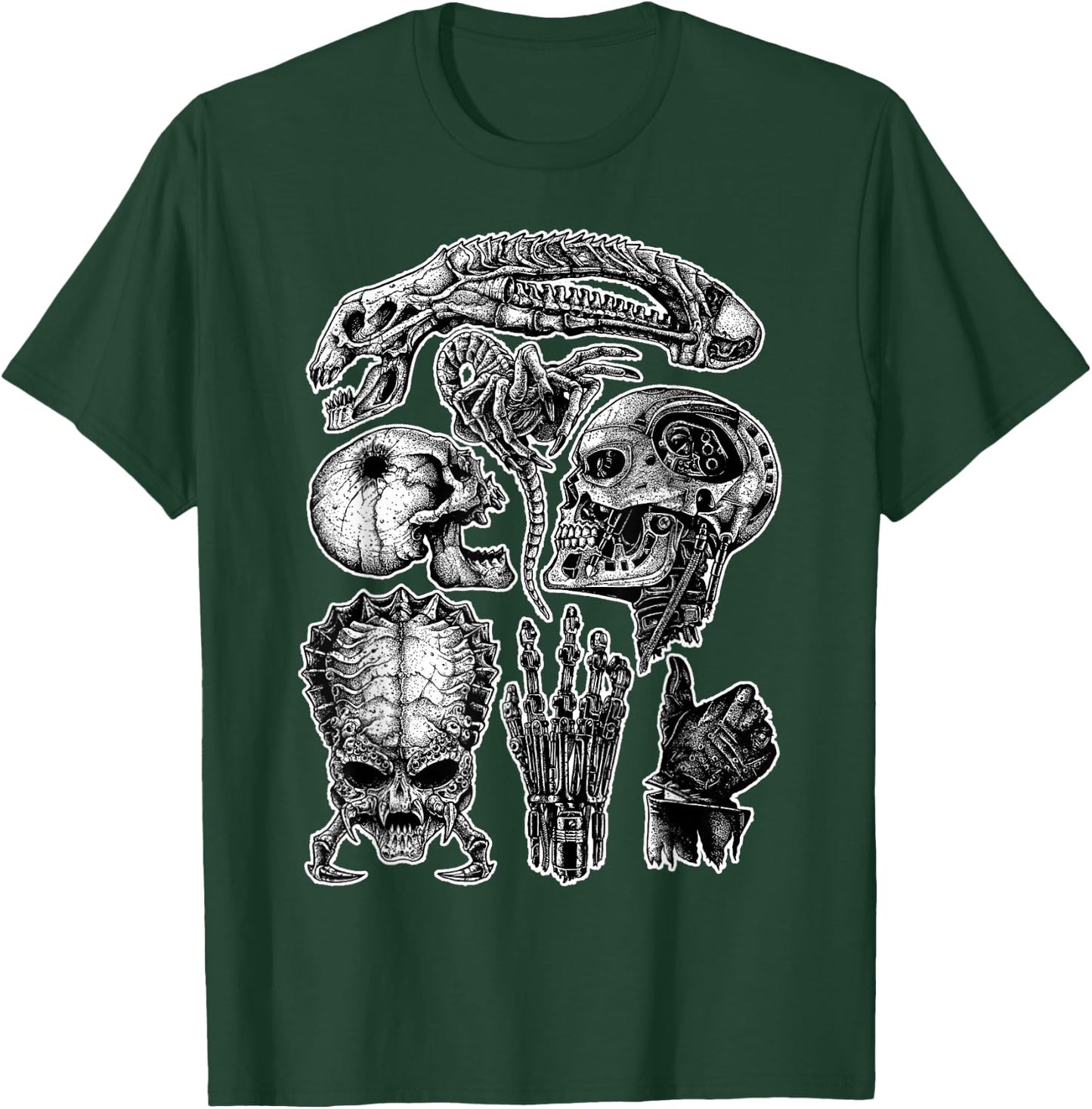 Monster's Skulls Gore Dark Spooky Skulls Horror Halloween T-Shirt - T-Shirt | Forest