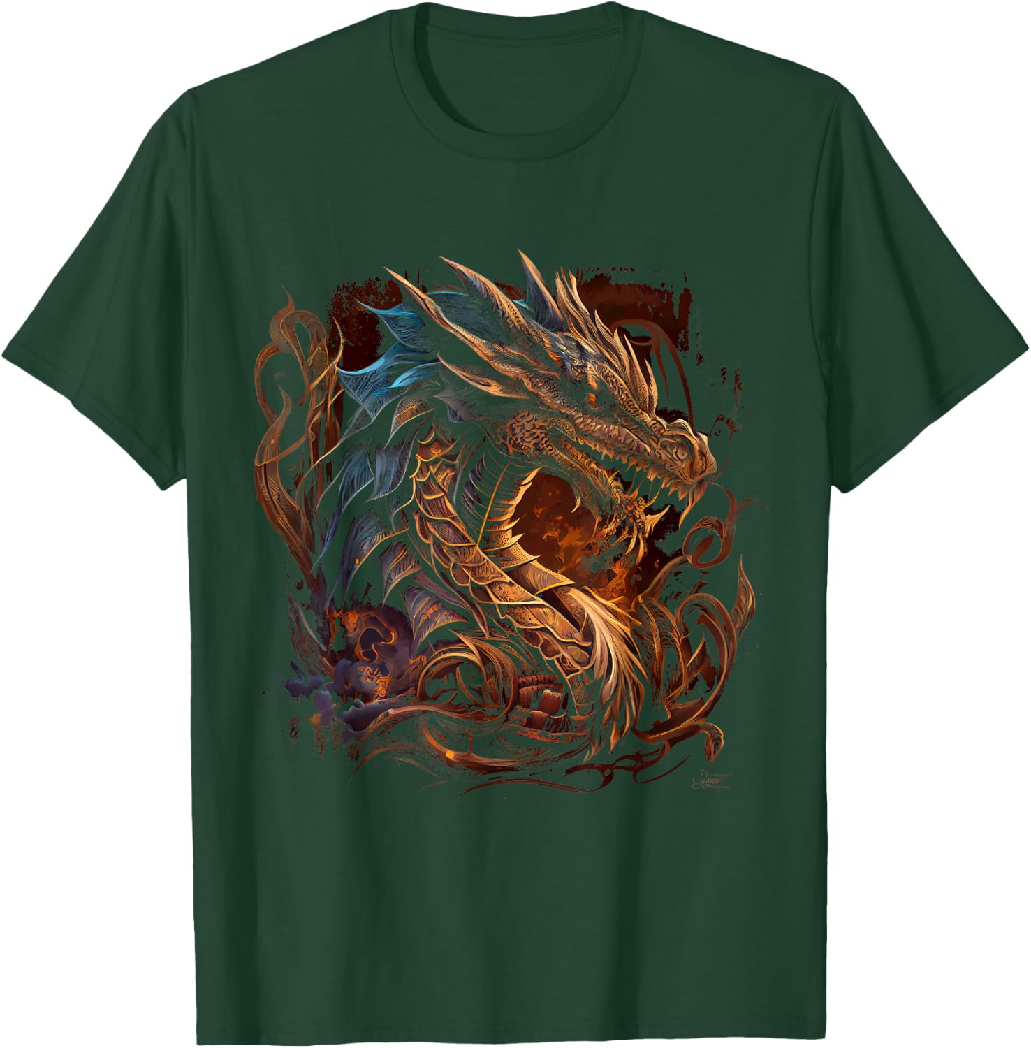 Beautiful Vintage Dragon Lover Fantasy Art Cool Illustration T-Shirt - T-Shirt | Forest