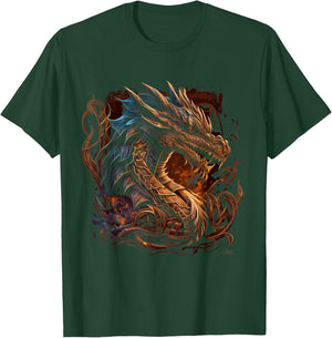 Beautiful Vintage Dragon Lover Fantasy Art Cool Illustration T-Shirt - T-Shirt | Forest