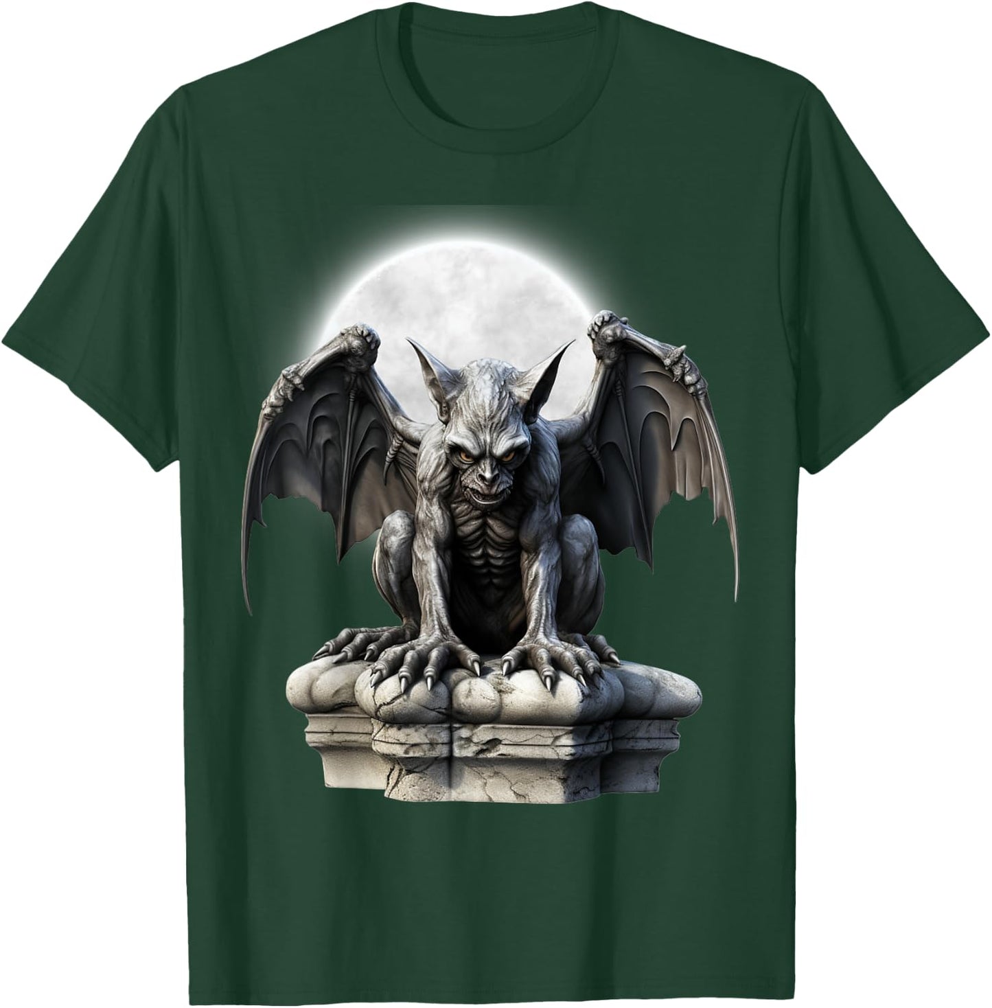 Gothic Winged Gargoyle Goth Fantasy Moon Halloween T-Shirt - T-Shirt | Forest