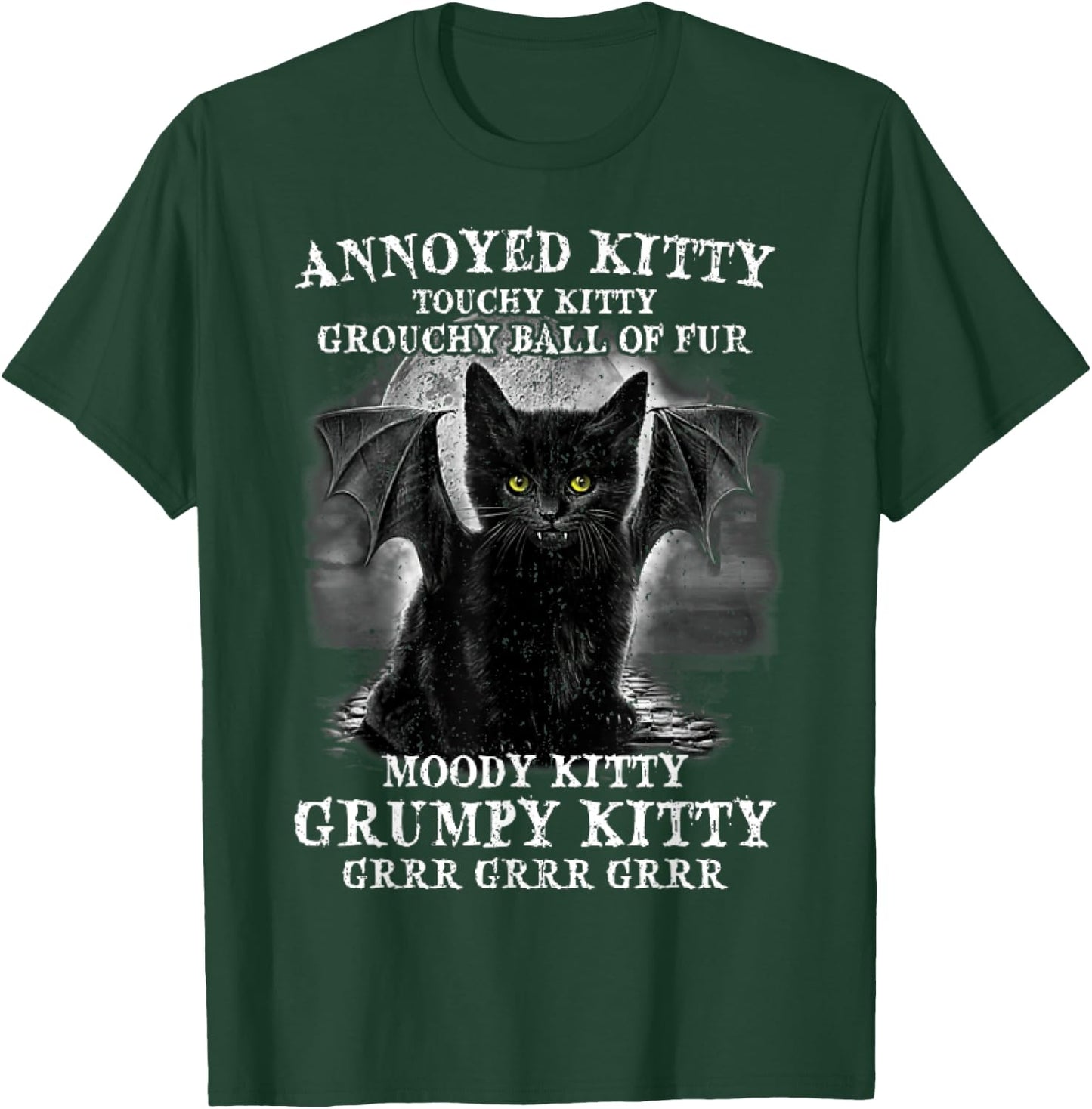 Cat Bat Annoyed Kitty Touchy Kitty Grouchy Ball Of Fur Women T-Shirt - T-Shirt | Forest