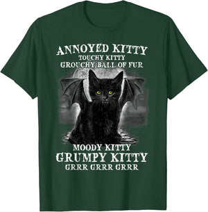 Cat Bat Annoyed Kitty Touchy Kitty Grouchy Ball Of Fur Women T-Shirt - T-Shirt | Forest