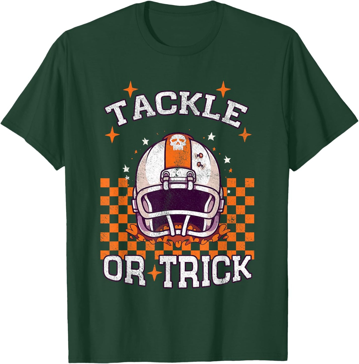 Tackle Football Halloween Spooky Sports Boys Kid T-Shirt - T-Shirt | Forest
