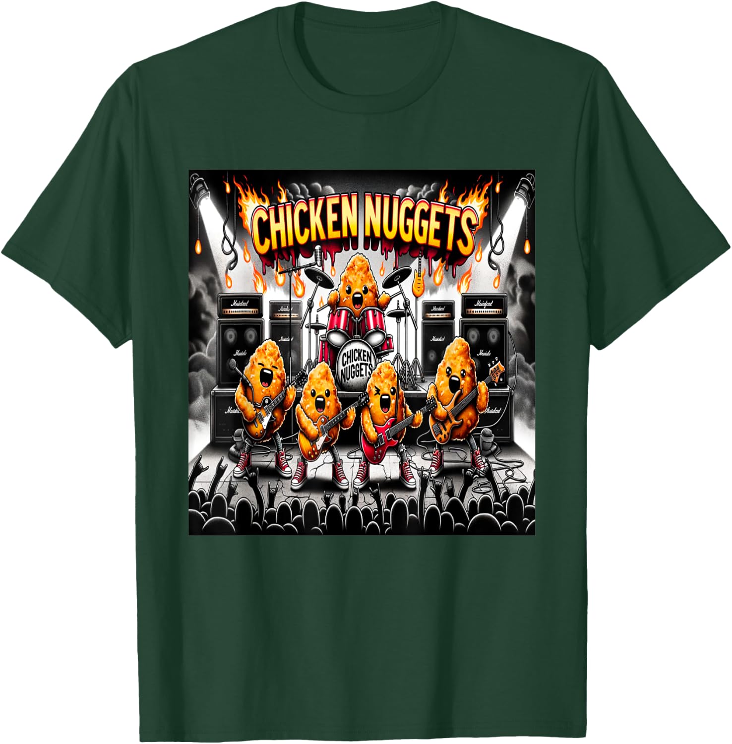 Chicken Nuggets Heavy Metal World Tour T-Shirt - T-Shirt | Forest