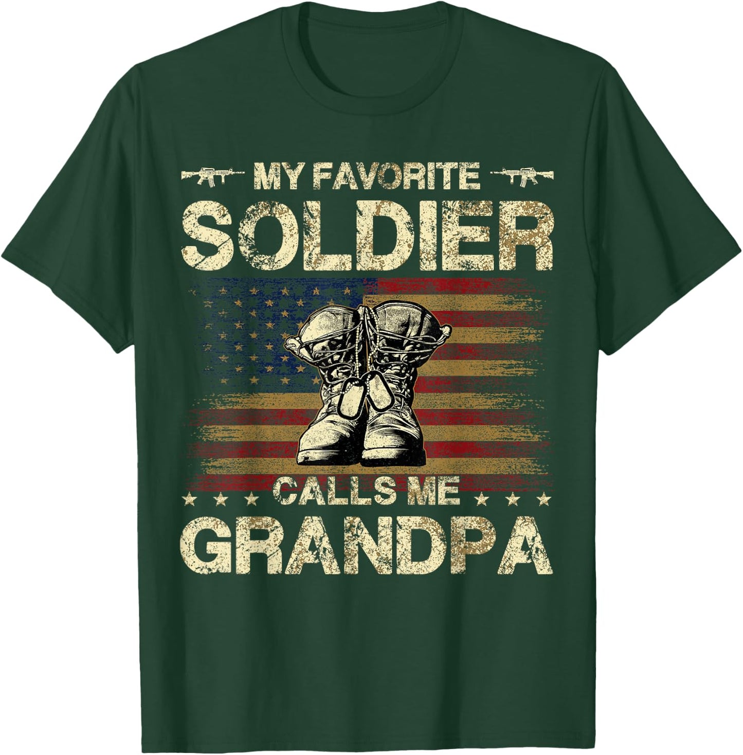 My Favorite Soldier Calls Me Grandpa | Proud Army Grandpa T-Shirt - T-Shirt | Forest