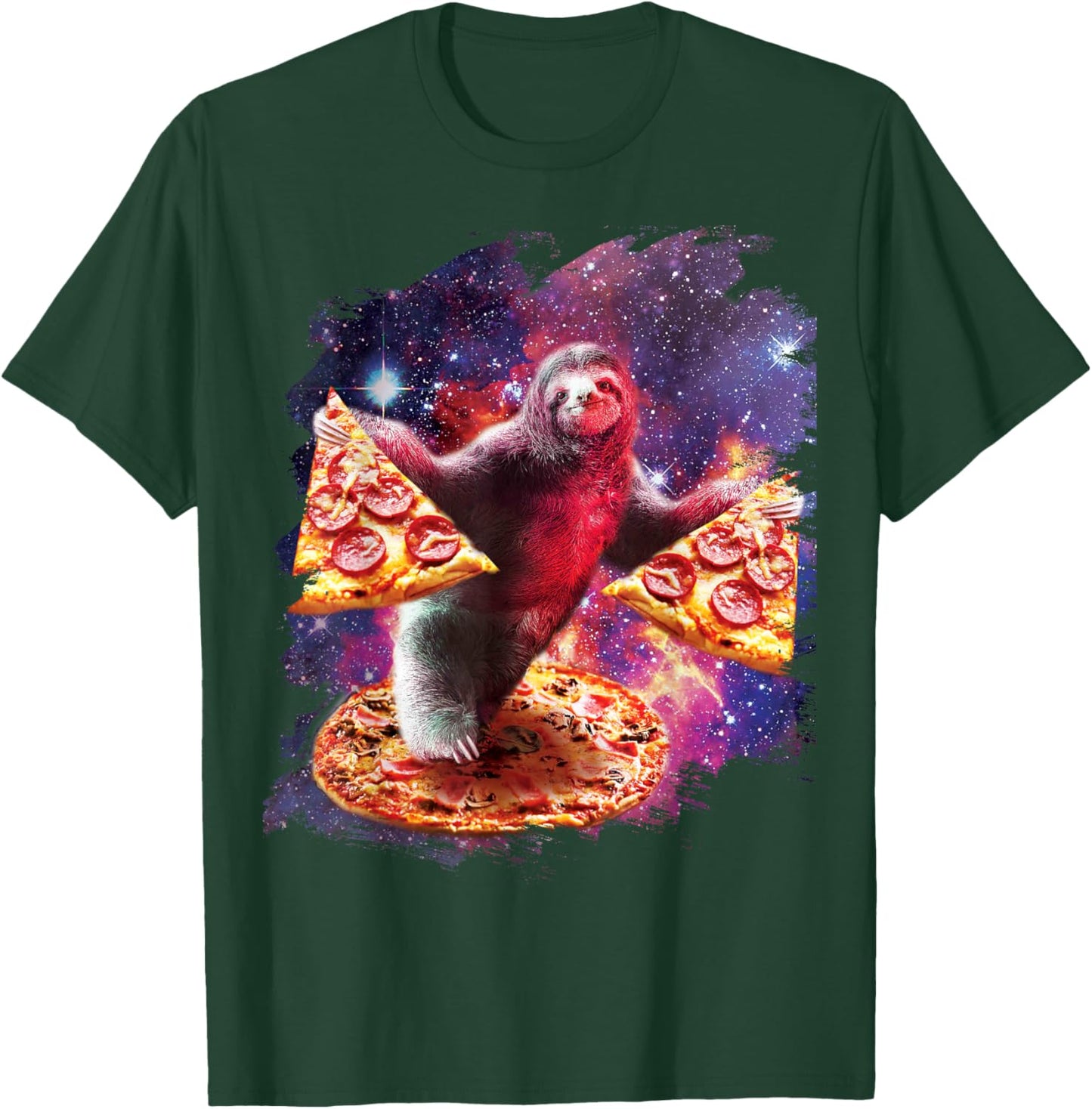Trippy Space Sloth Turtle - Sloth Pizza T-Shirt - T-Shirt | Forest