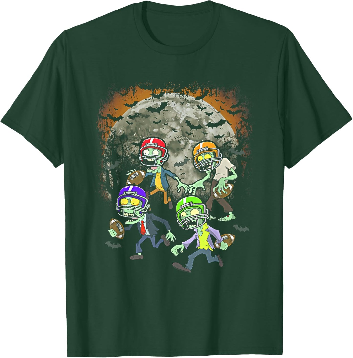 Football Zombie Player Halloween Spooky Football Team Sport T-Shirt - T-Shirt | Forest
