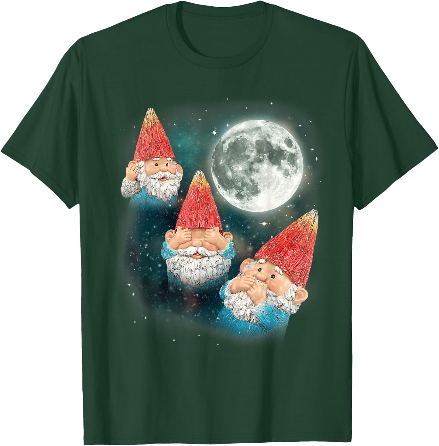 Gnome Shirt | 3 Gnome Moon Magical Galaxy Gnome Costume T-Shirt - T-Shirt | Forest