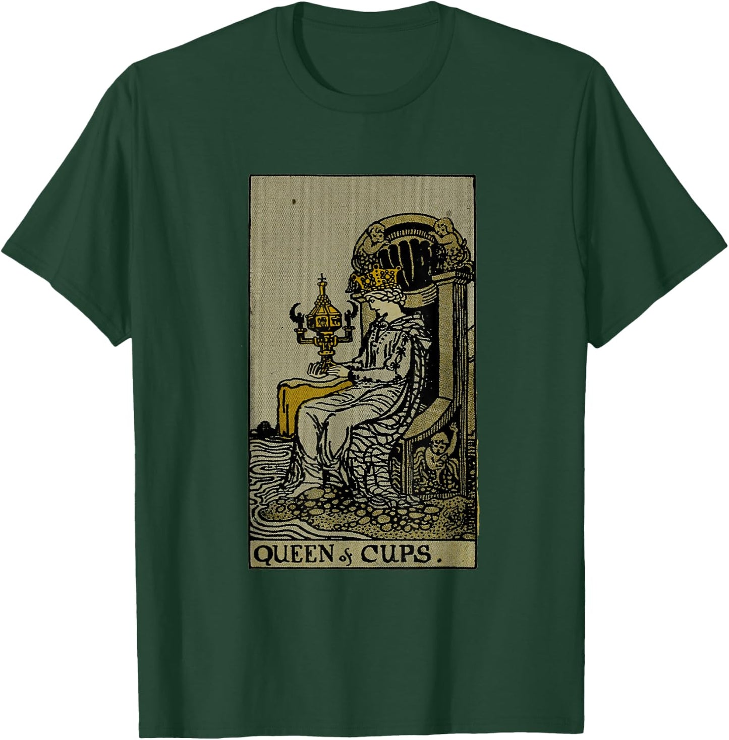 Vintage Tarot Card Queen of Cups T-Shirt - T-Shirt | Forest