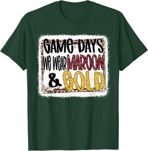 On Gameday Football We Wear Maroon and Gold School Spirit T-Shirt - T-Shirt | Forest