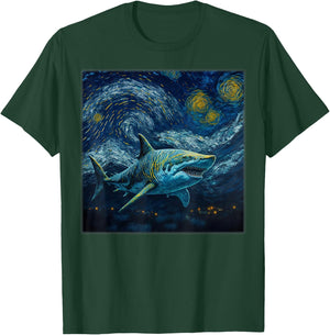 Surrealism Starry Night Tiger Shark T-Shirt - T-Shirt | Forest
