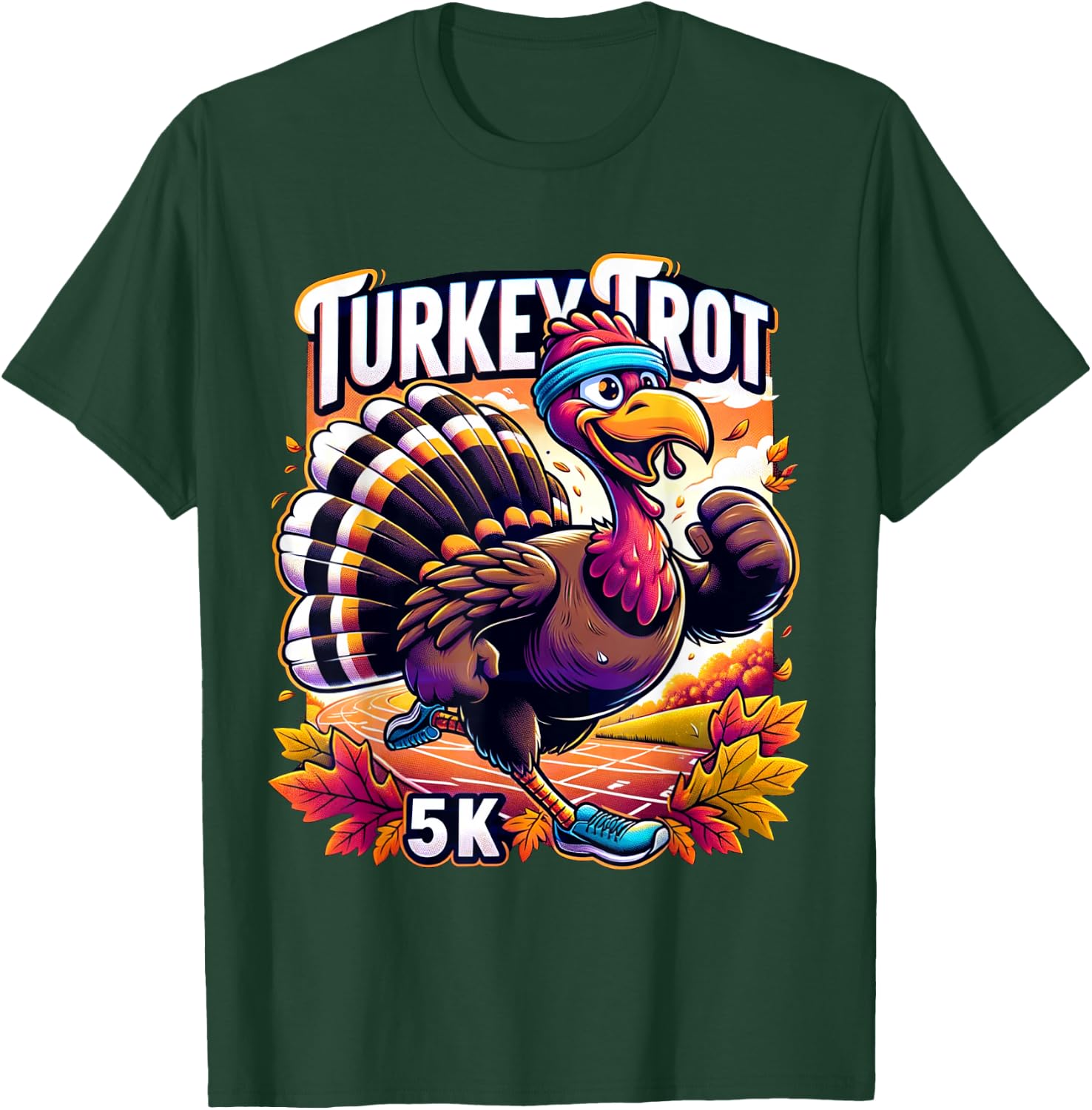 Turkey Trot Funny Thanksgiving 5k Race Running 5K Run T-Shirt - T-Shirt | Forest