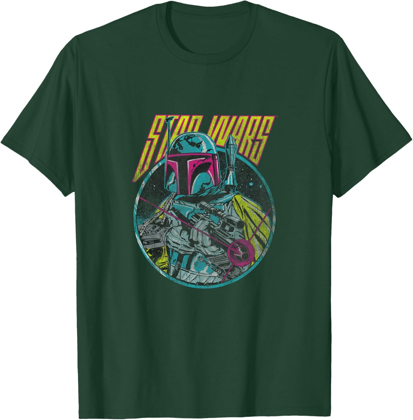 Kids Star Wars Classic Boba Fett Retro Neon Blaster Vintage T-Shirt - T-Shirt | Forest