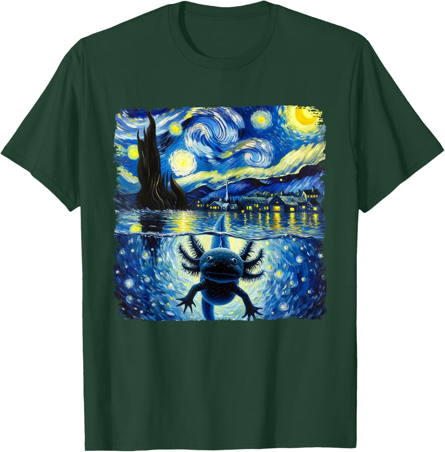 Graphic Axolotls Starry Night Outfit Van Gogh Axolotl Animal T-Shirt - T-Shirt | Forest