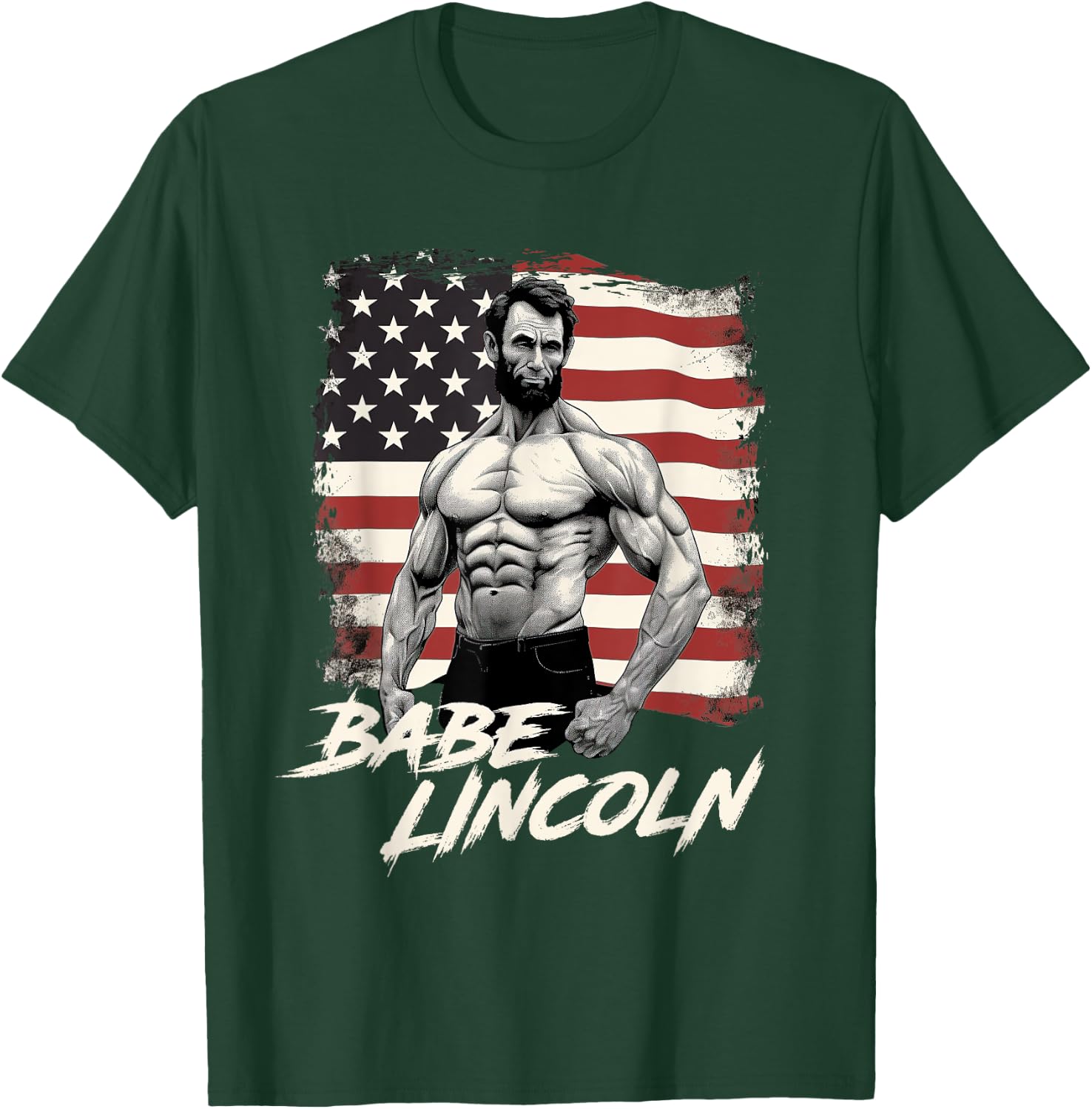 Funny Abraham Lincoln Shirt Retro USA July 4th Babe Lincoln T-Shirt - T-Shirt | Forest