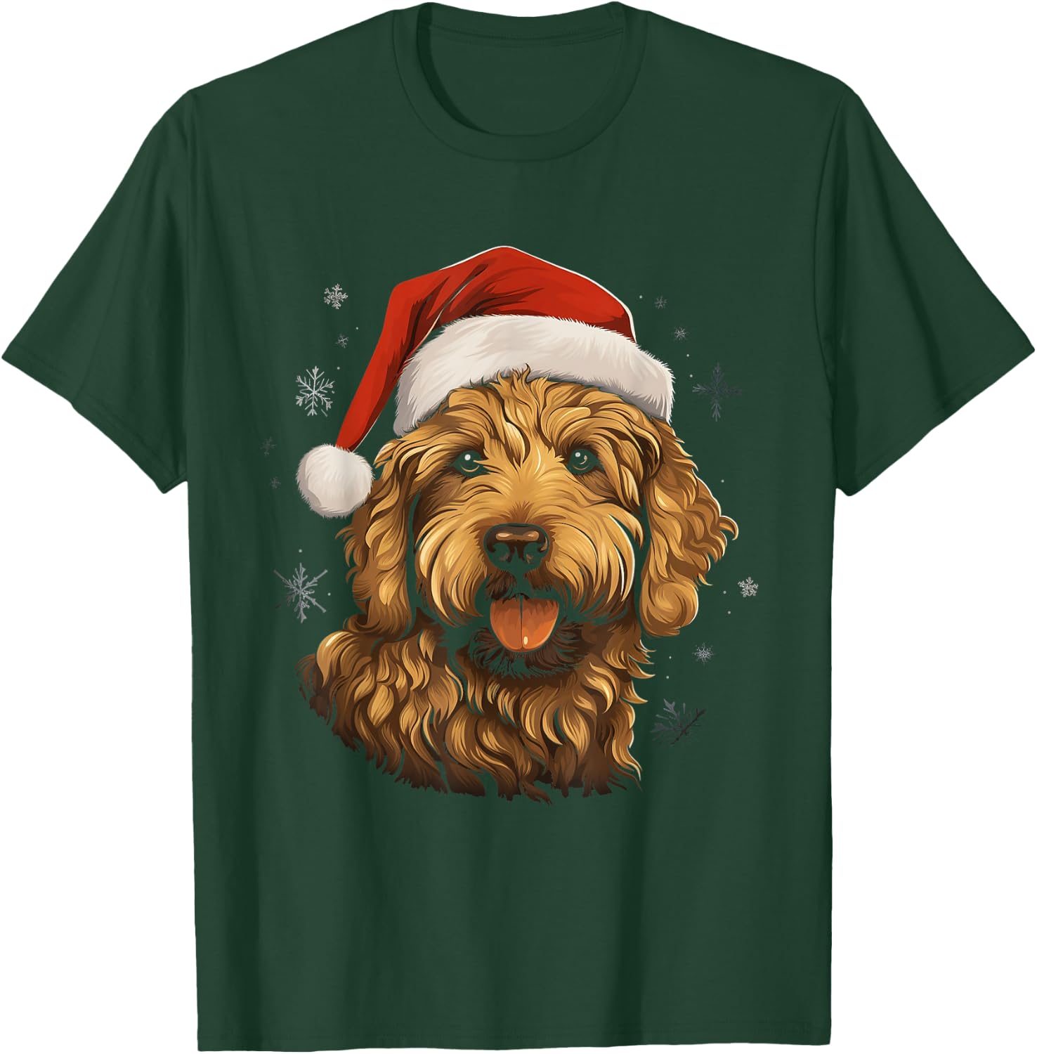 Golden Doodle Dog Dogs Christmas Walk T-Shirt - T-Shirt | Forest