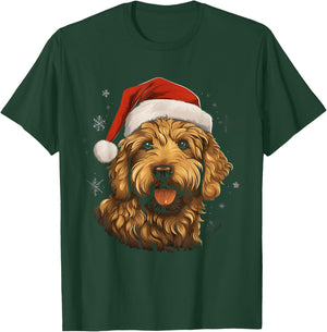 Golden Doodle Dog Dogs Christmas Walk T-Shirt - T-Shirt | Forest