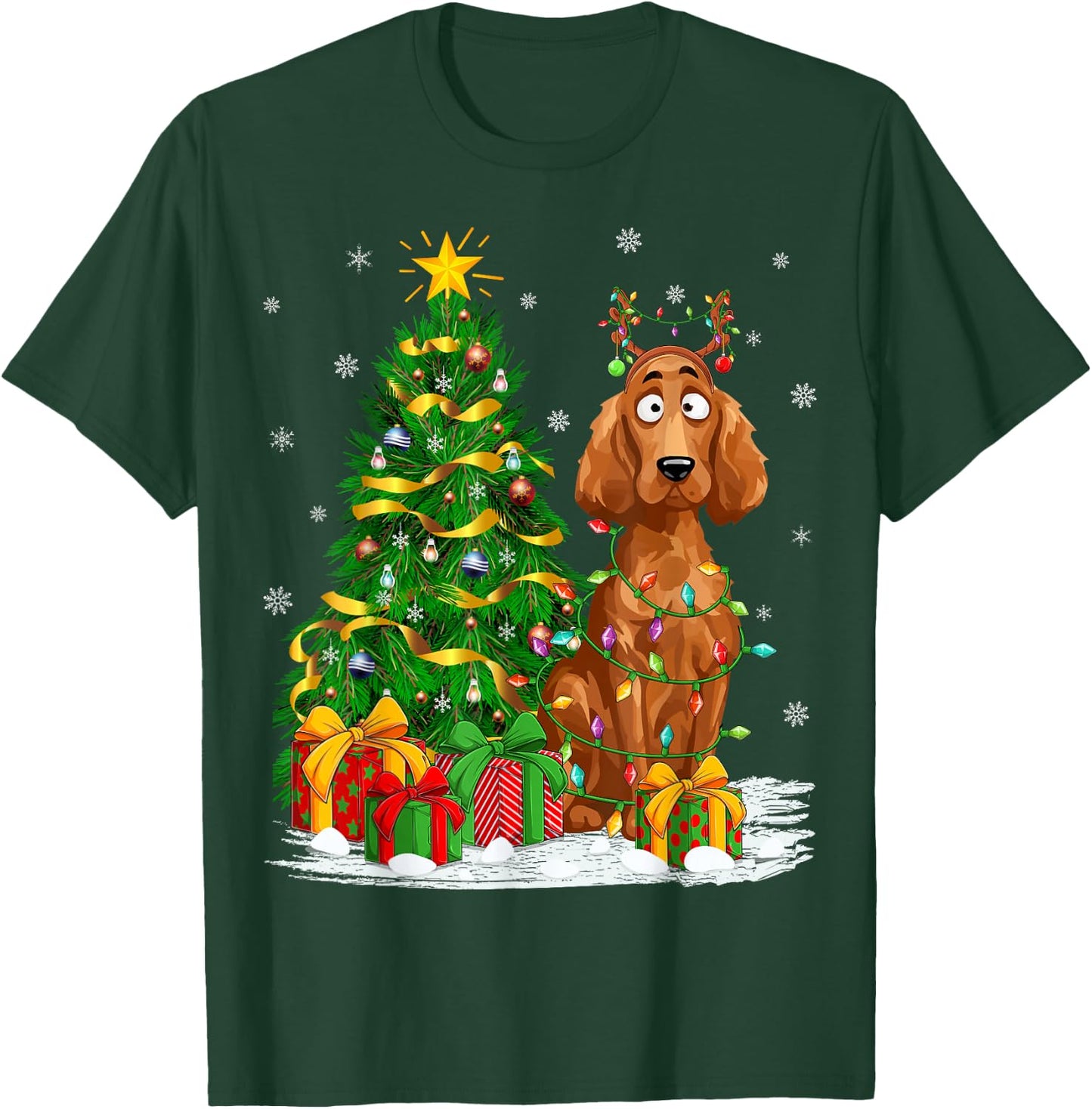 Irish Setter Dog Lover Xmas Lighting Irish Setter Christmas T-Shirt - T-Shirt | Forest