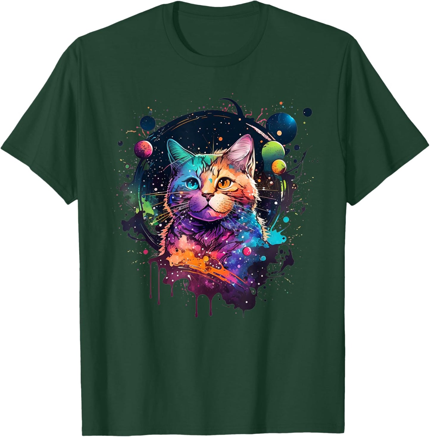 Cat Space Cat Galaxy Kitten Space Kitten Cat Women Kids T-Shirt - T-Shirt | Forest