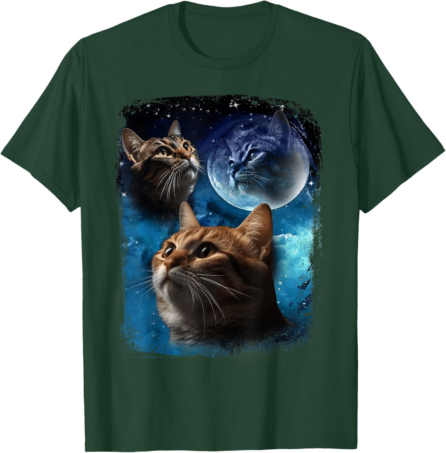 Three Cats Howl at Moon Vintage Funny Cat Howling wolf meme T-Shirt - T-Shirt | Forest