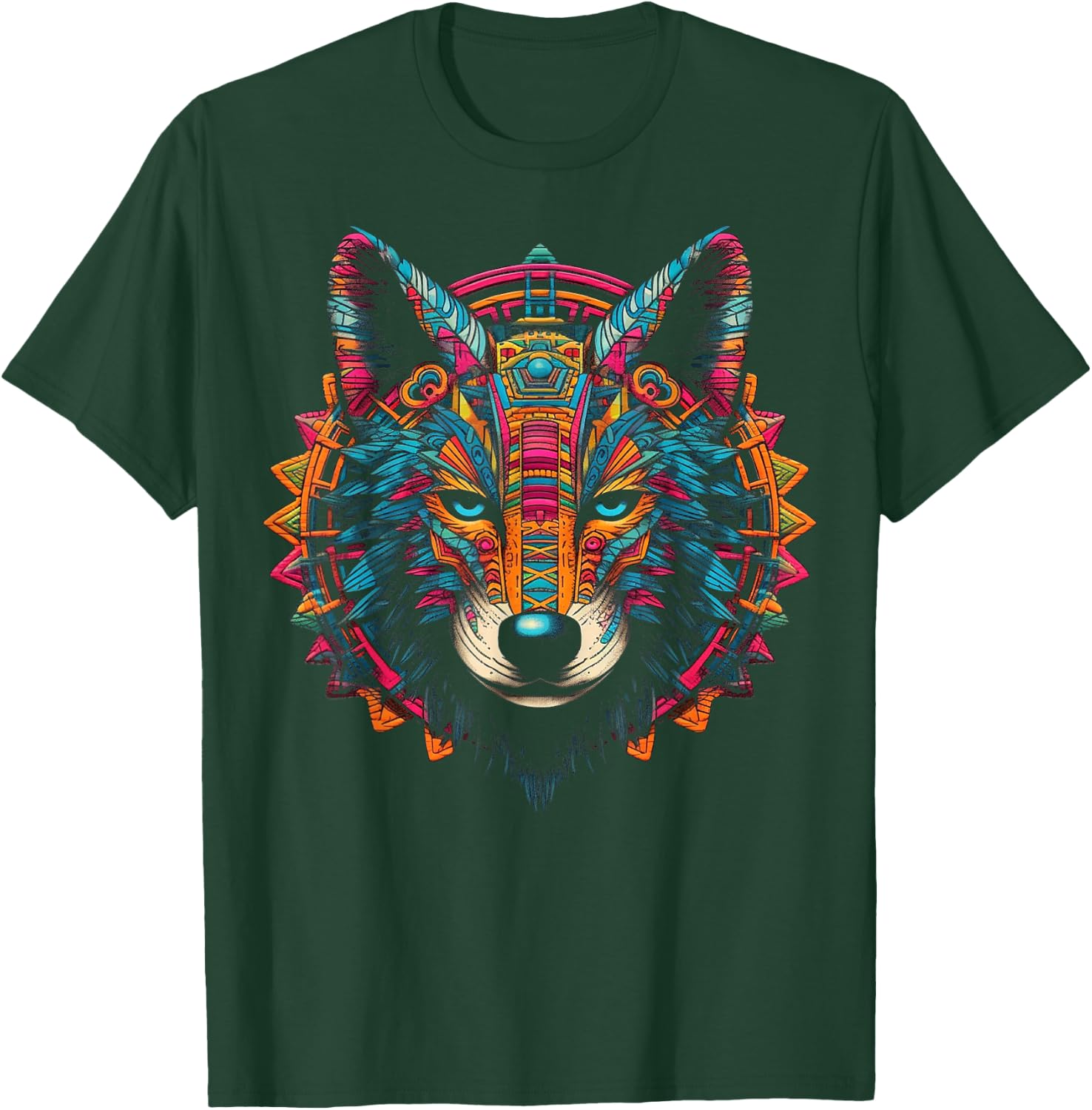 Wolf Mandala Artwork | Animal Motif Wolf T-Shirt - T-Shirt | Forest