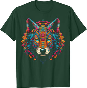 Wolf Mandala Artwork | Animal Motif Wolf T-Shirt - T-Shirt | Forest
