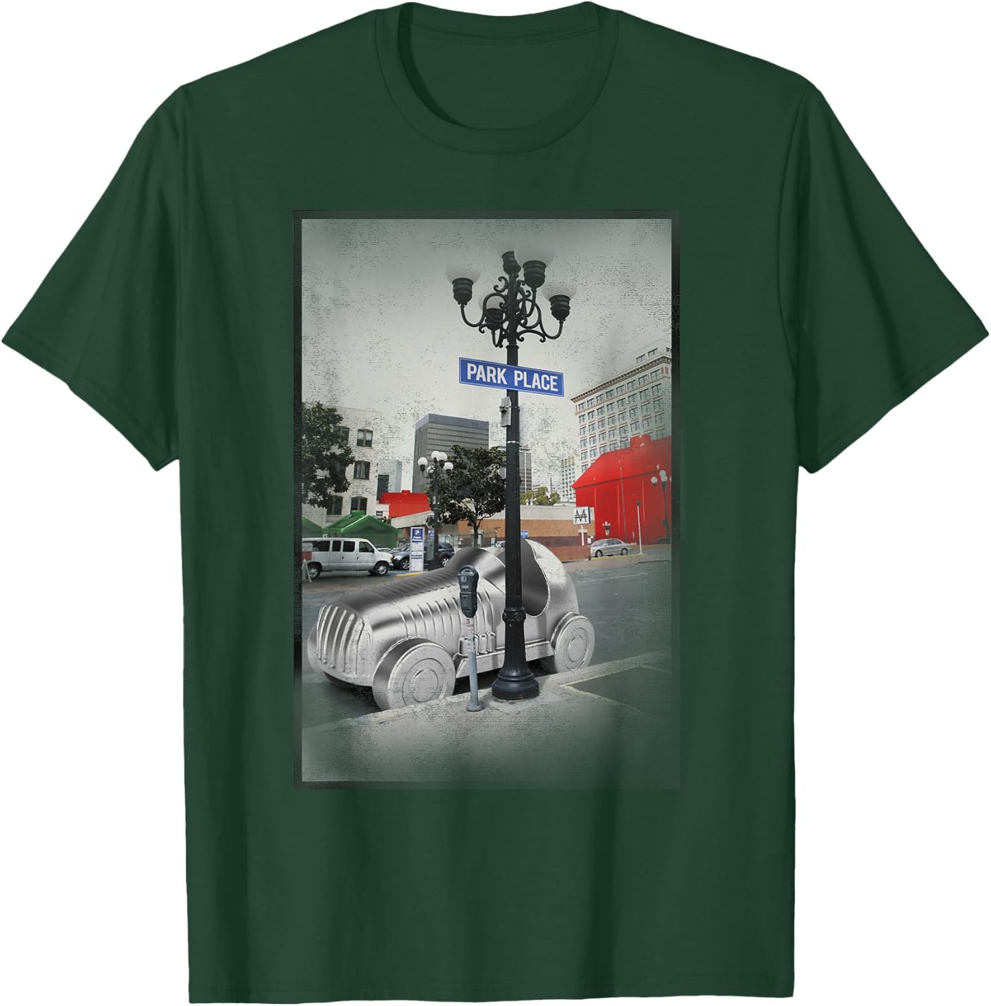 Monopoly Game Piece Car Park Place Vintage Picture Poster T-Shirt - T-Shirt | Forest